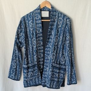 Velvet by Graham & Spencer Blue and White Geometric Blazer